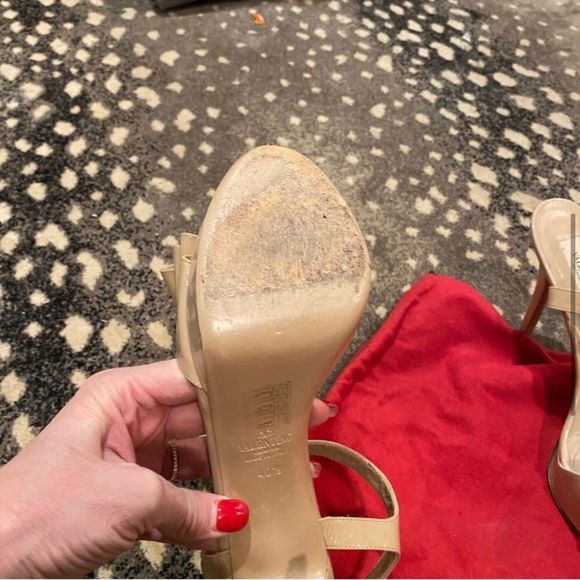 FINAL PRICE Valentino Nude Tan Beige Bow High Heel Pumps w ankle strap sandals - Picture 7 of 7